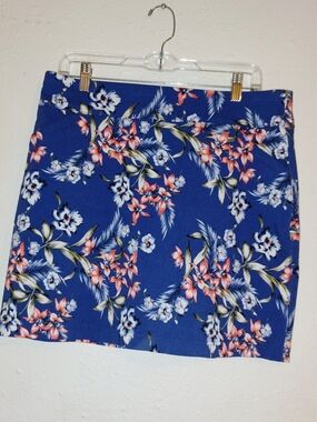 Mario Serrani Blue Floral Mini Skirt